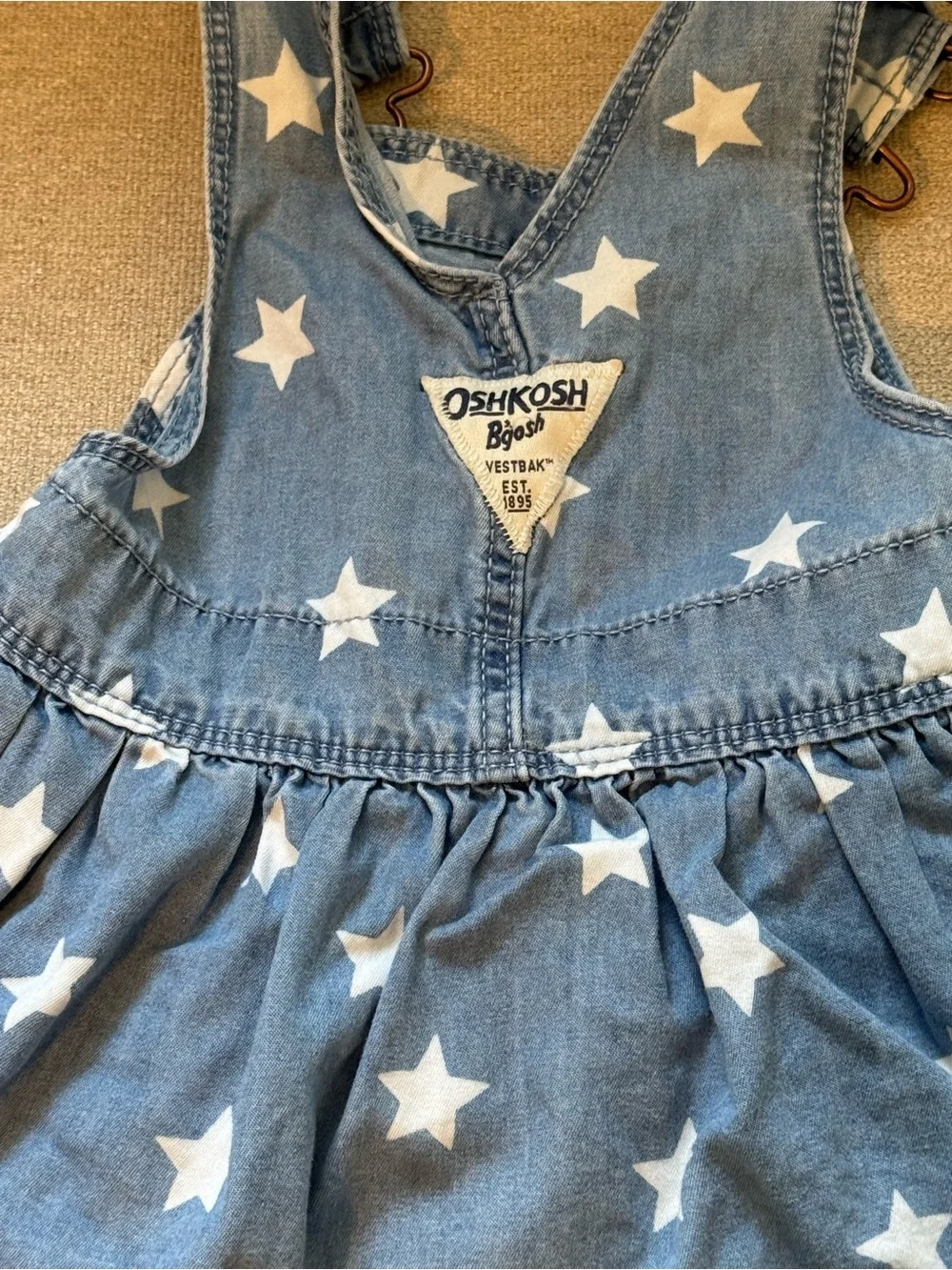 OshKosh B'gosh Blue Denim Star Print Overall Skirt
